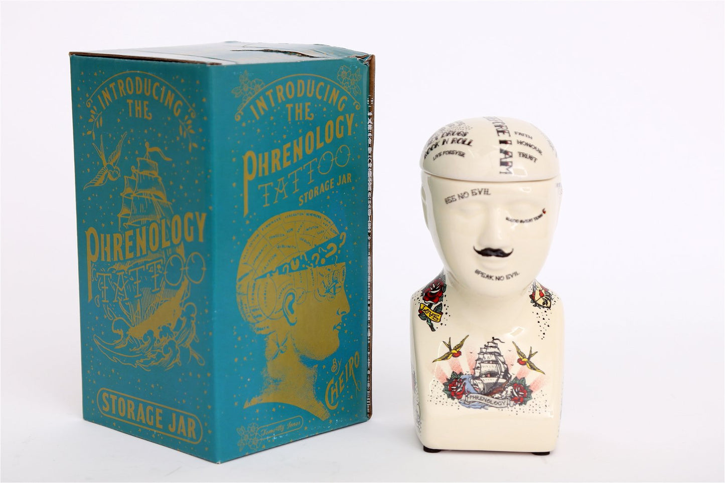 Ceramic Phrenology Head Storage Small