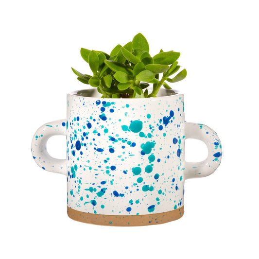 Turquoise and Blue Splatterware Planter