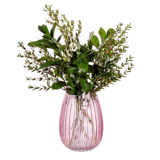 Fluted Glass Vase Pink