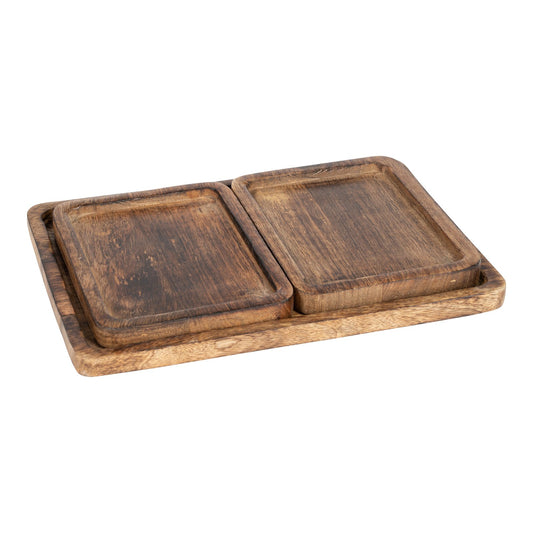 Set Of 3 Mango Wood Trays