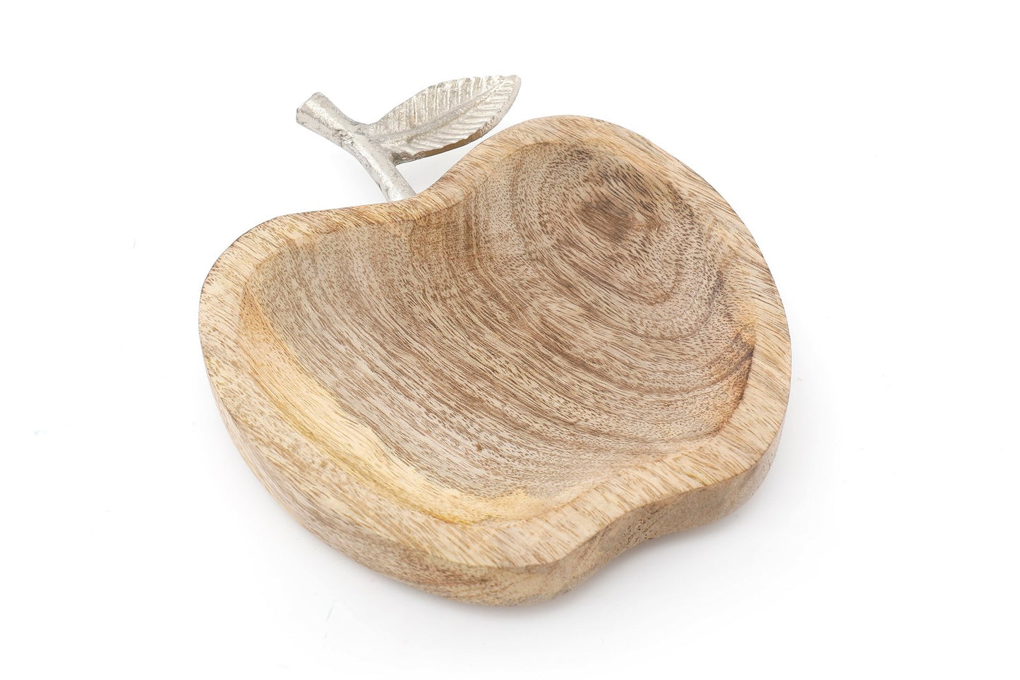 Wooden Apple Designed Tray with Silver Leaf - Large