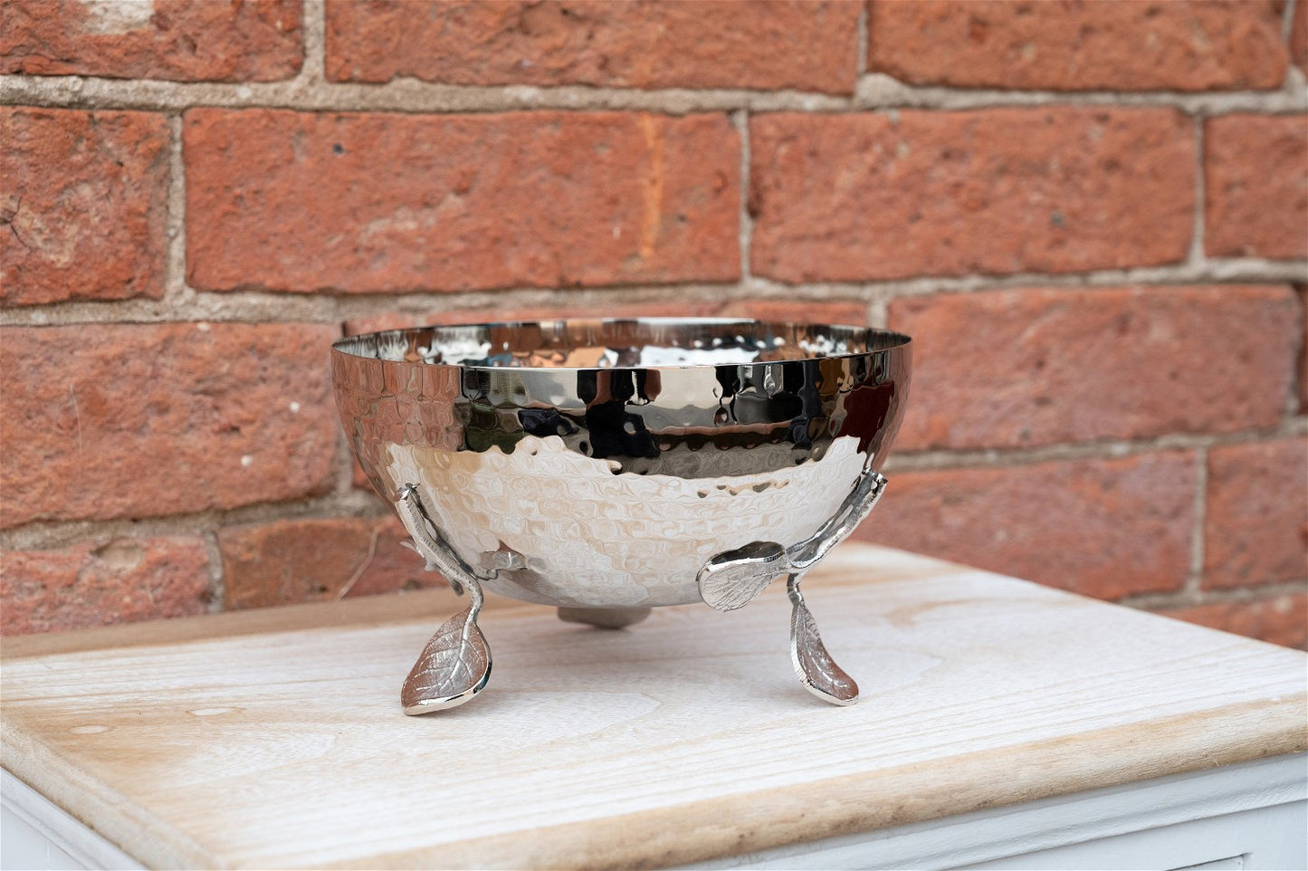 Silver Decorative Bowl with Leaf Feet