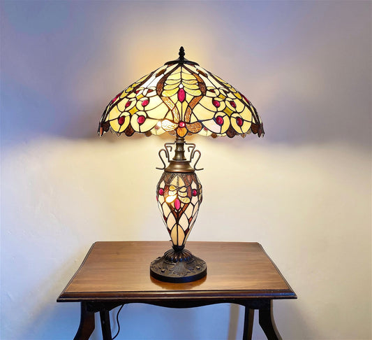 Cream/Red Bullets Double Tiffany Lamp 68cm