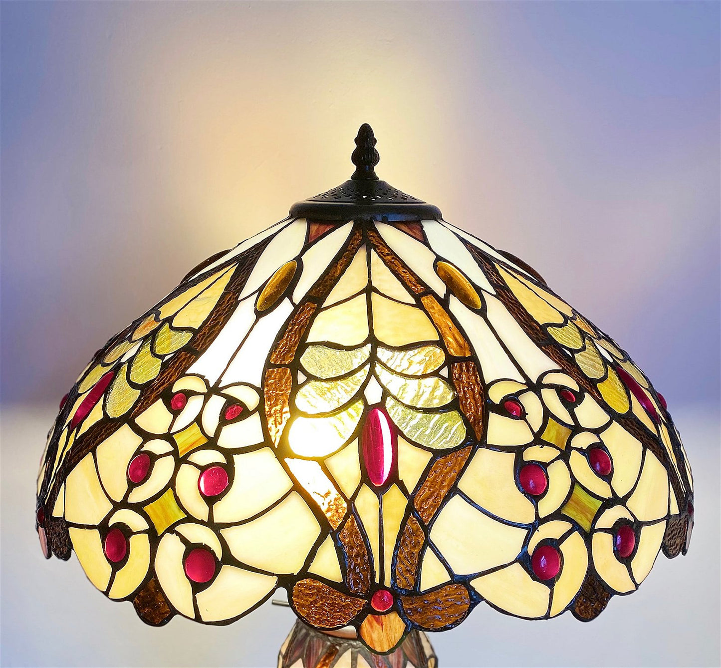 Cream/Red Bullets Double Tiffany Lamp 68cm