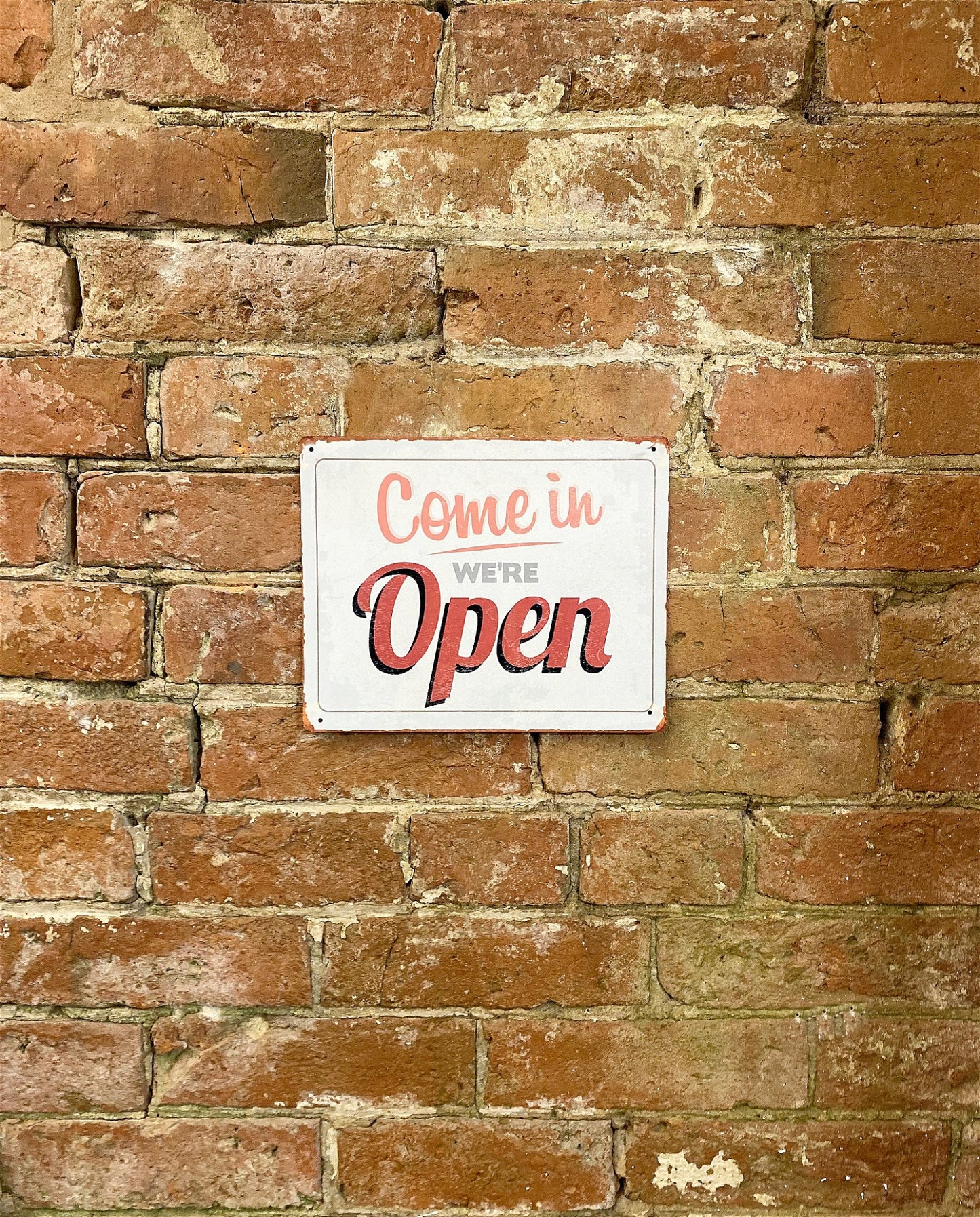 Metal Vintage Wall Sign - Come On In We're Open