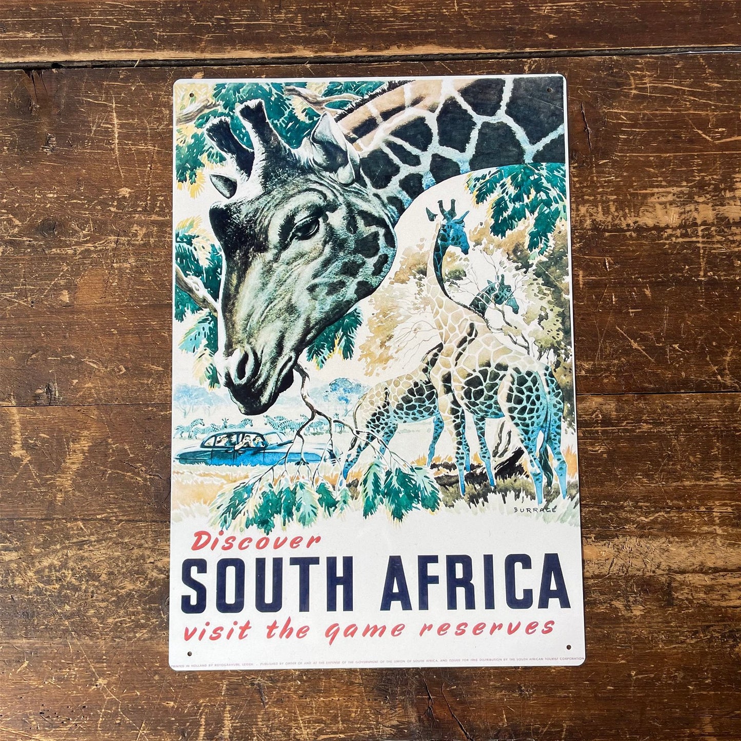 Vintage Metal Sign - Retro Travel Advertising, Visit South Africa