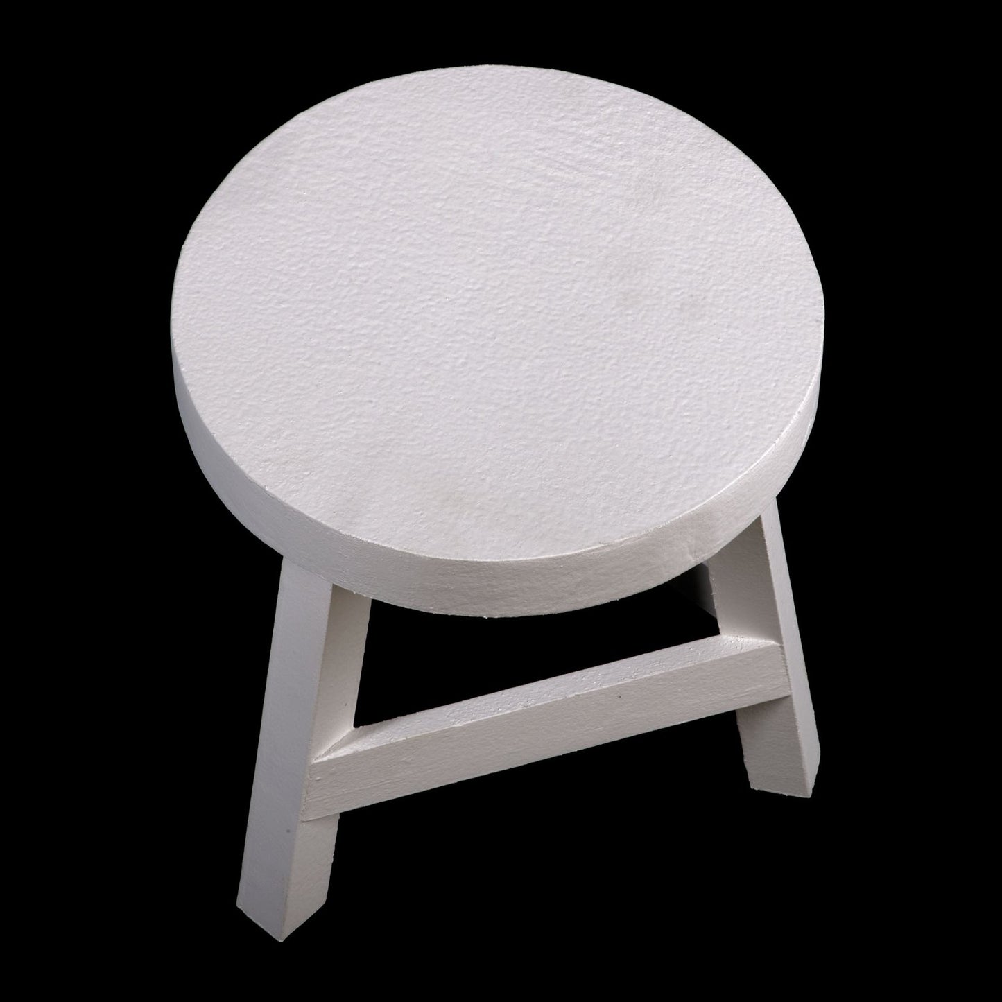 White Three Legged Stool Standing at 23 cm High