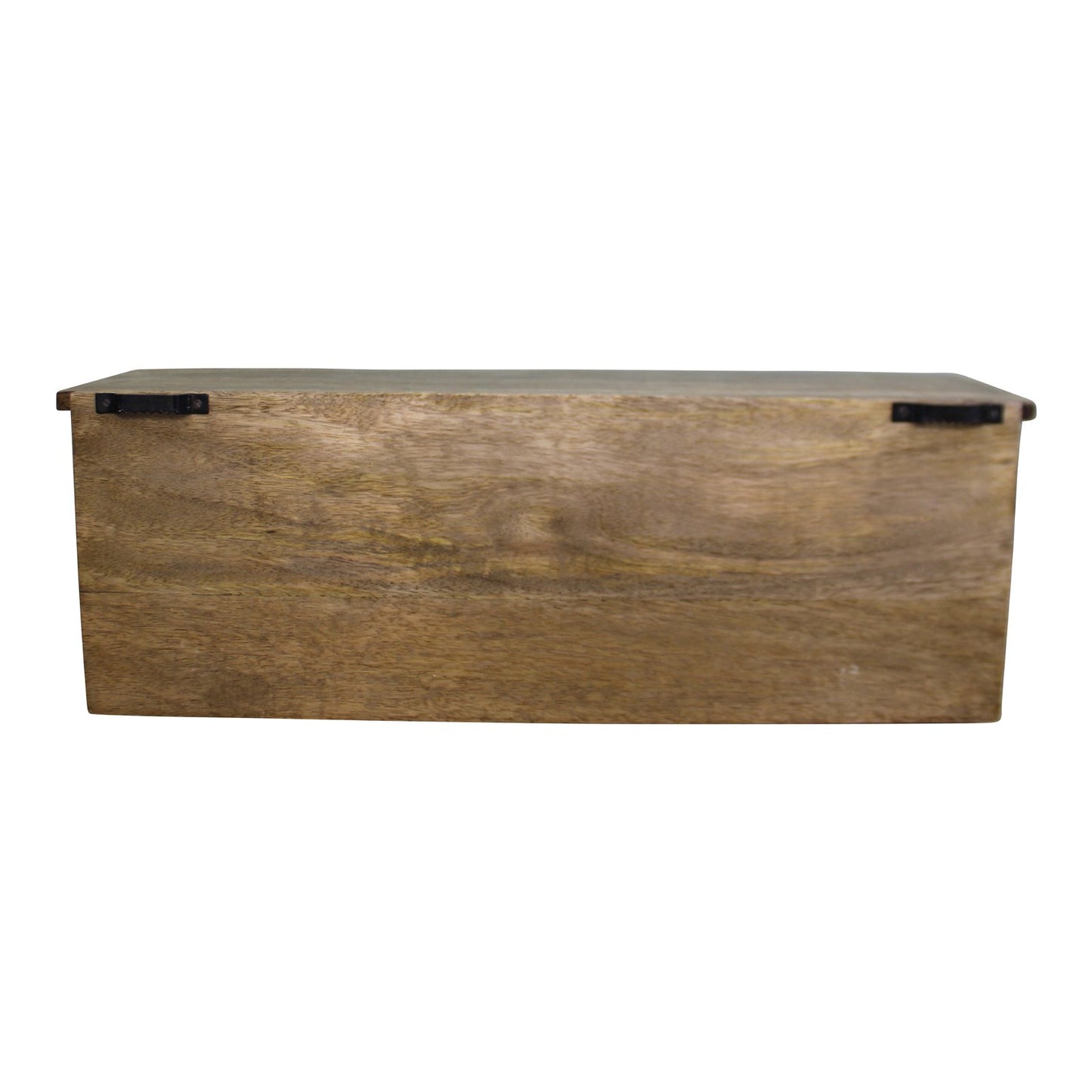 Mango Wood Wall Shelf With Storage Slots & 4 Hooks