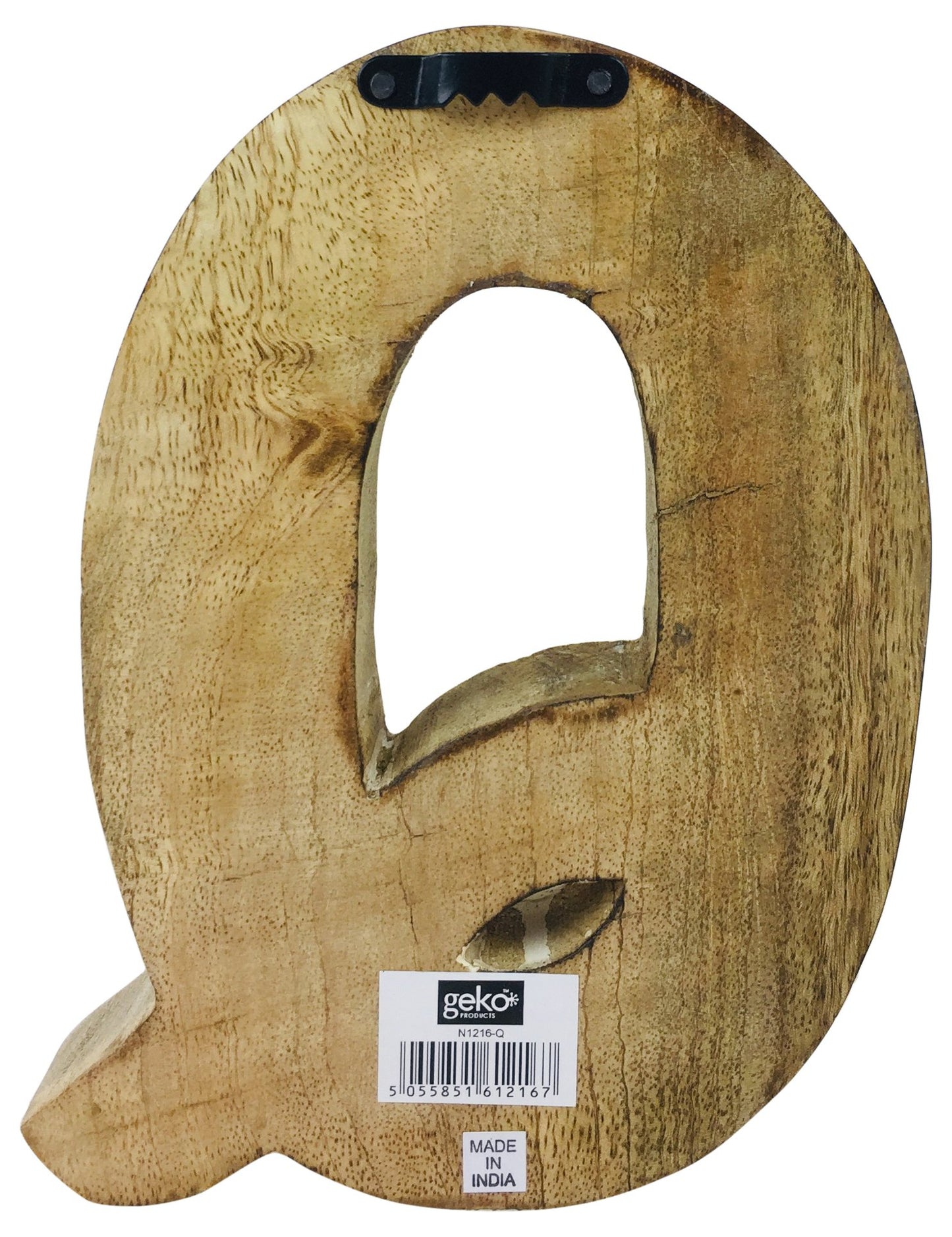 Hand Carved Wooden White Flower Letter Q