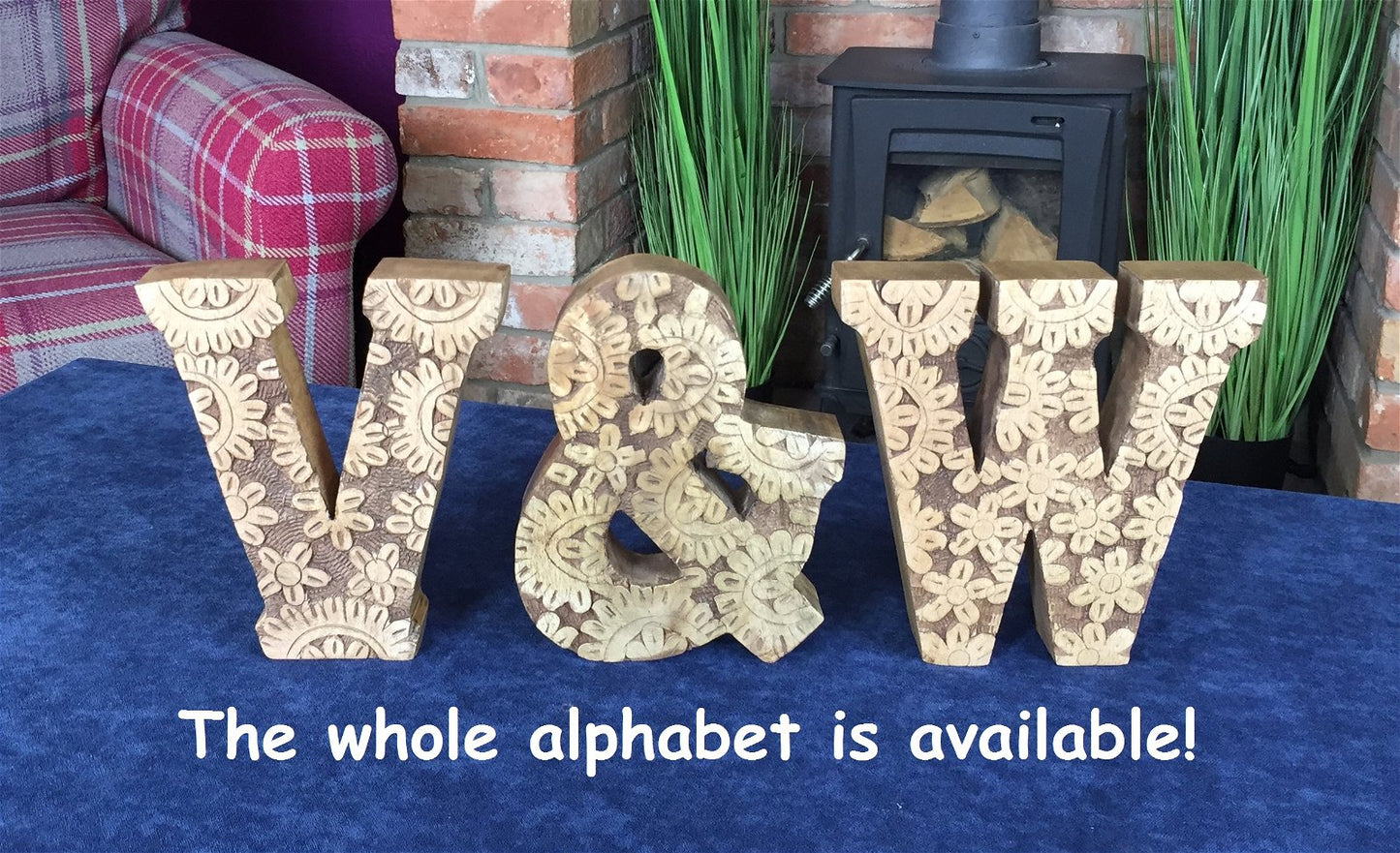 Hand Carved Wooden Flower Letters Home