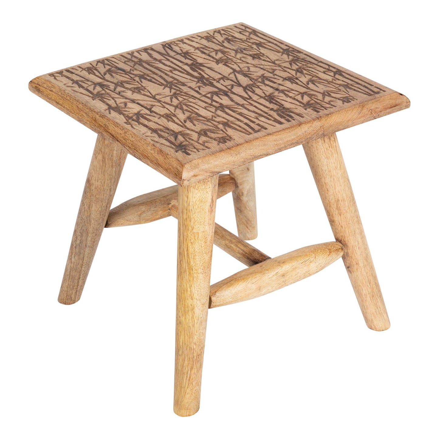 Bamboo Design Wooden Stool 25cm