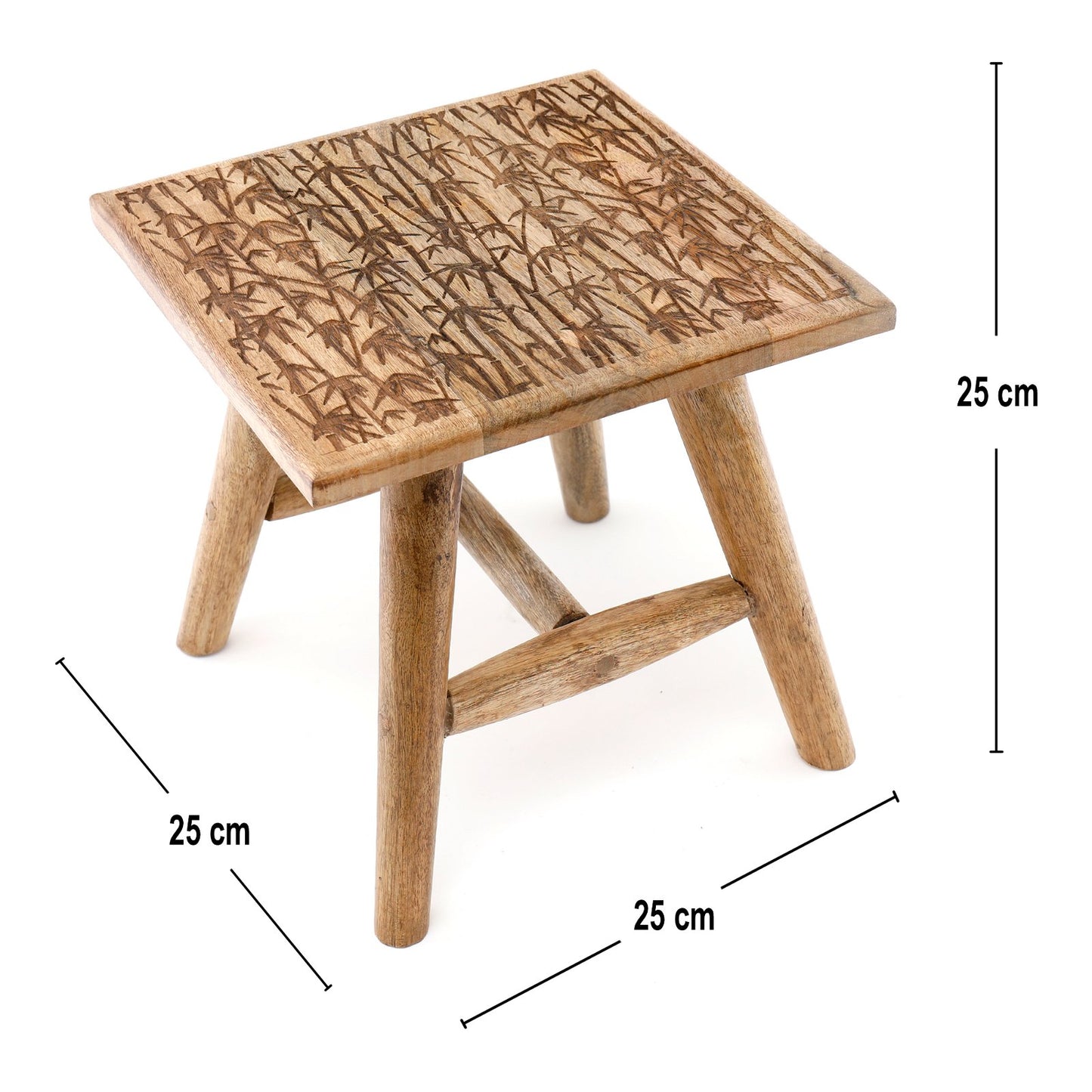 Bamboo Design Wooden Stool 25cm