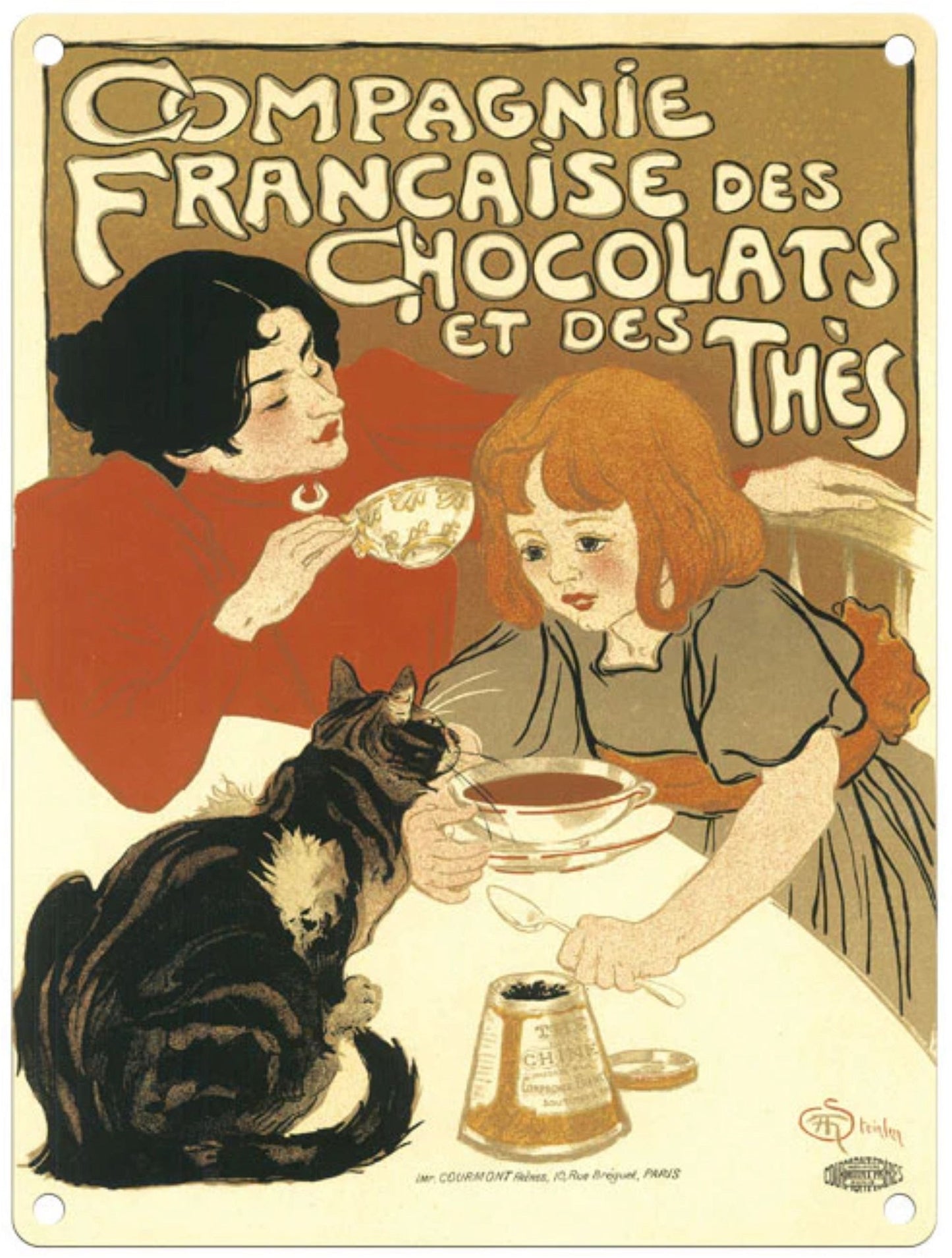 Small Metal Sign 45 x 37.5cm Vintage Retro Compagnie Francaise Chocolats