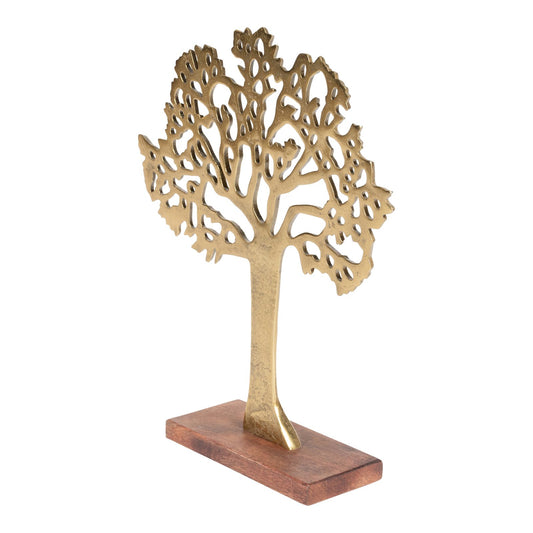 Antique Gold Tree On Wooden Base Large