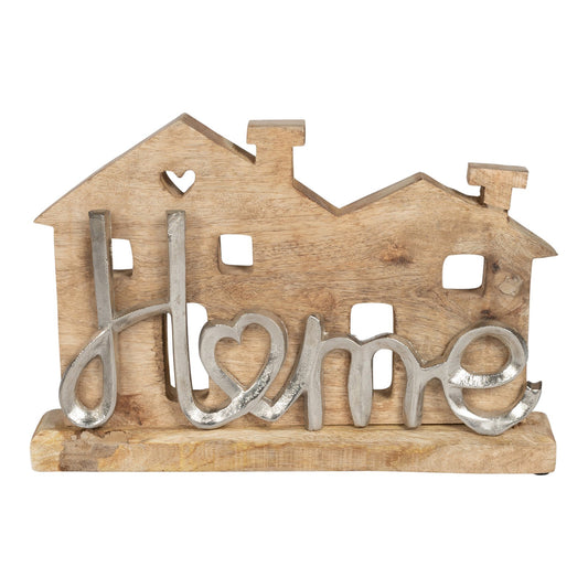 Wooden House With Silver Home Words Decoration