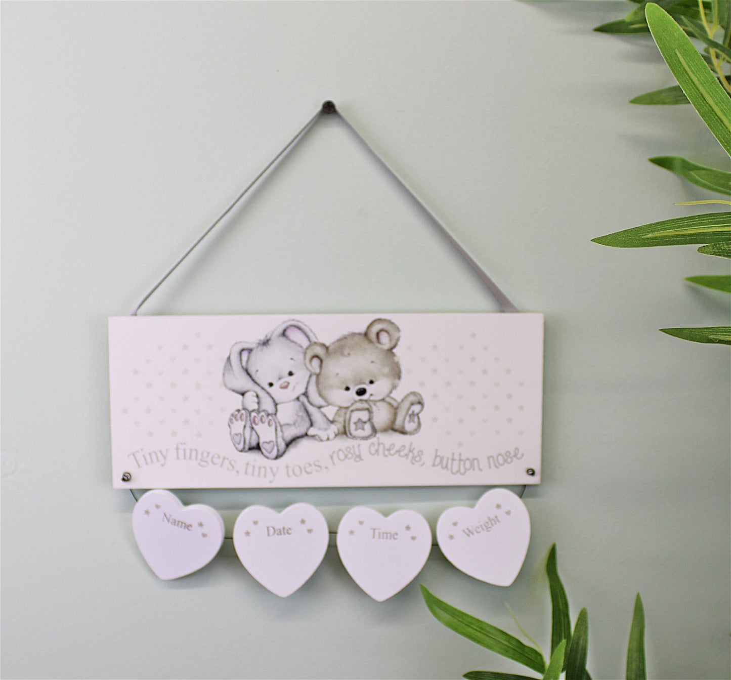 Neutral New Baby Birth Details Plaque