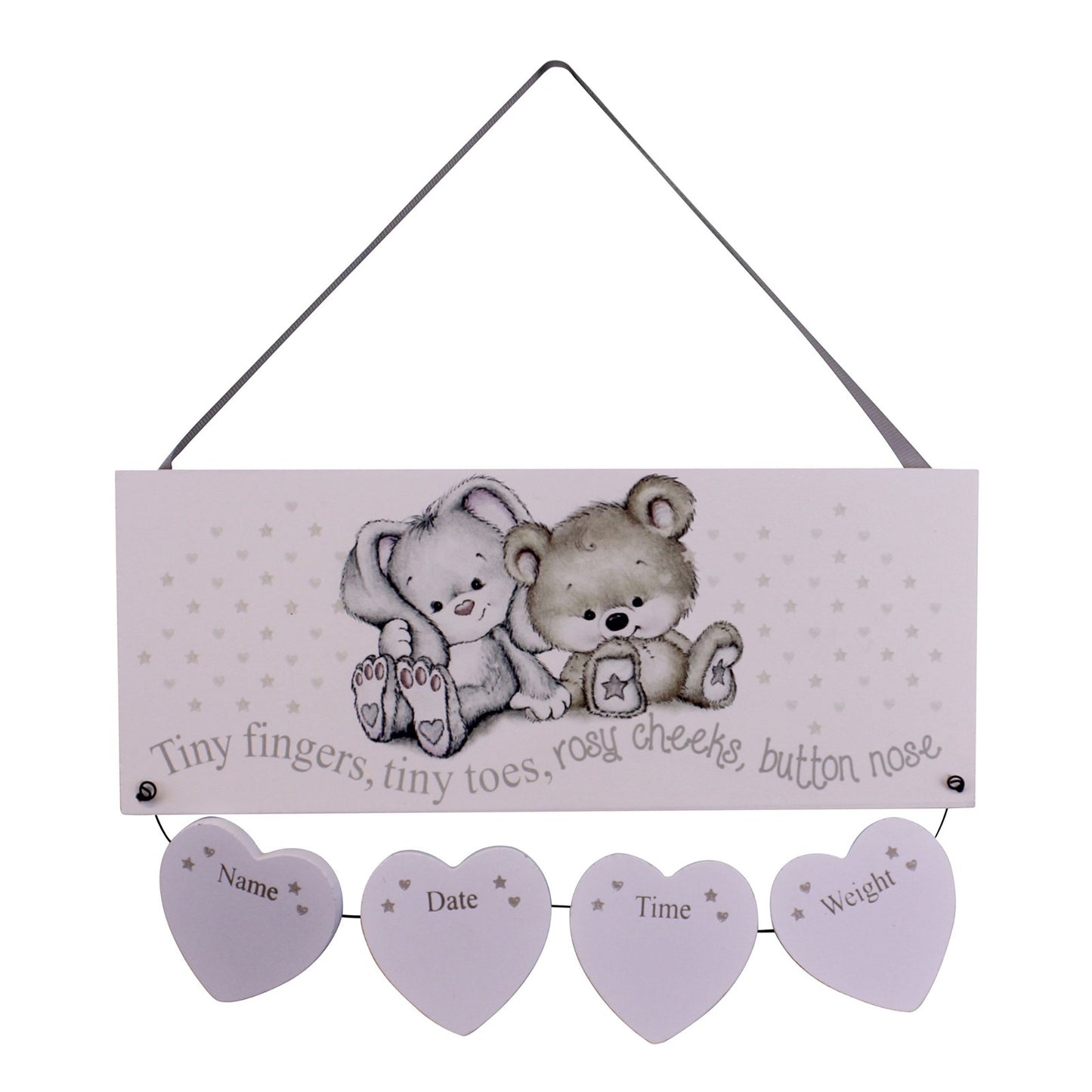 Neutral New Baby Birth Details Plaque