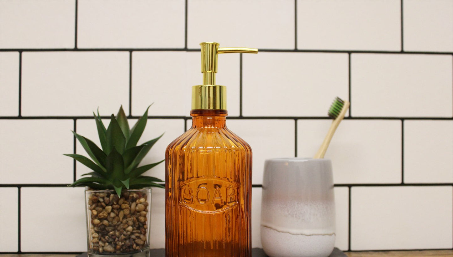 Orange Glass Soap Dispenser