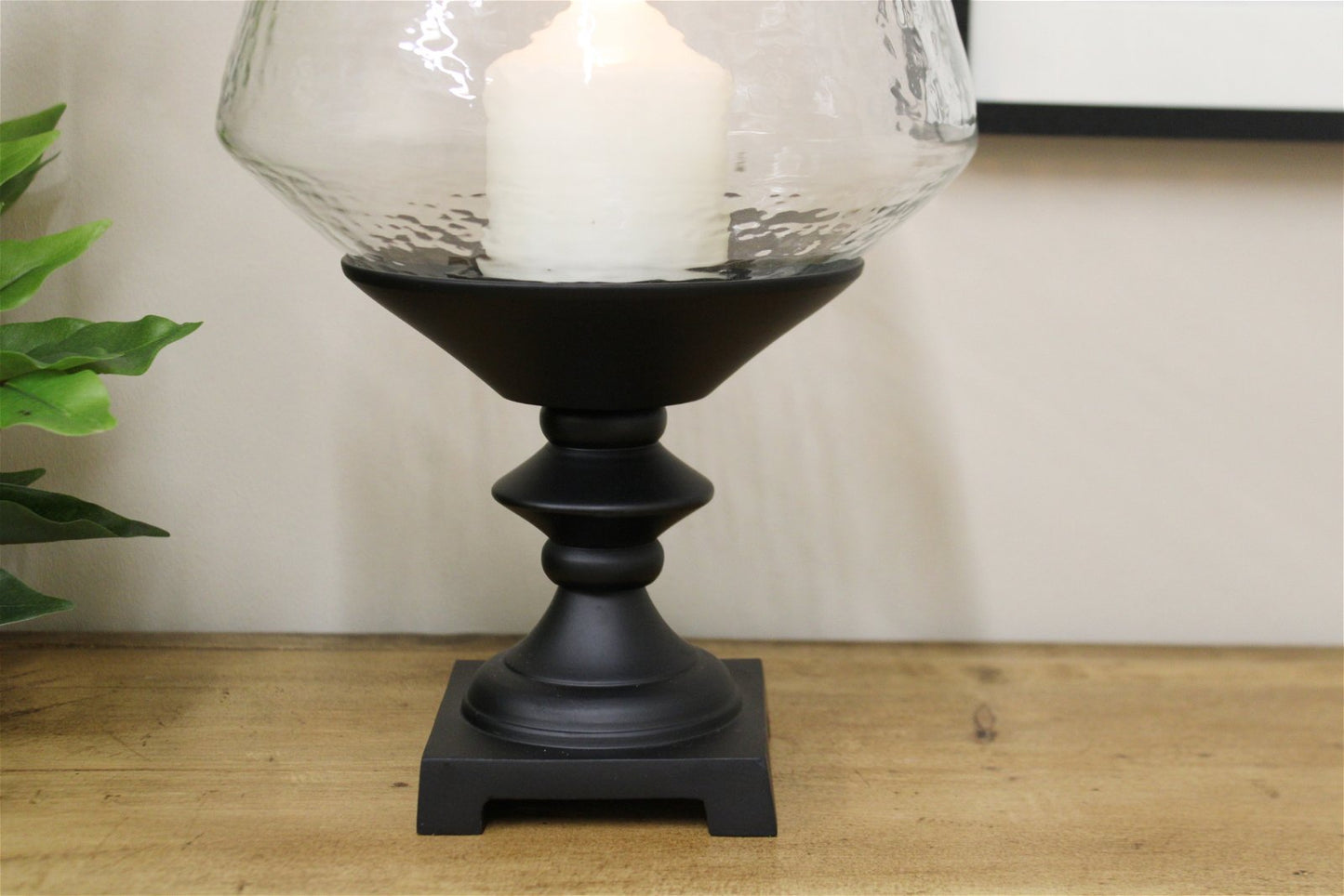 Hurricane Pillar Candle Stand Black