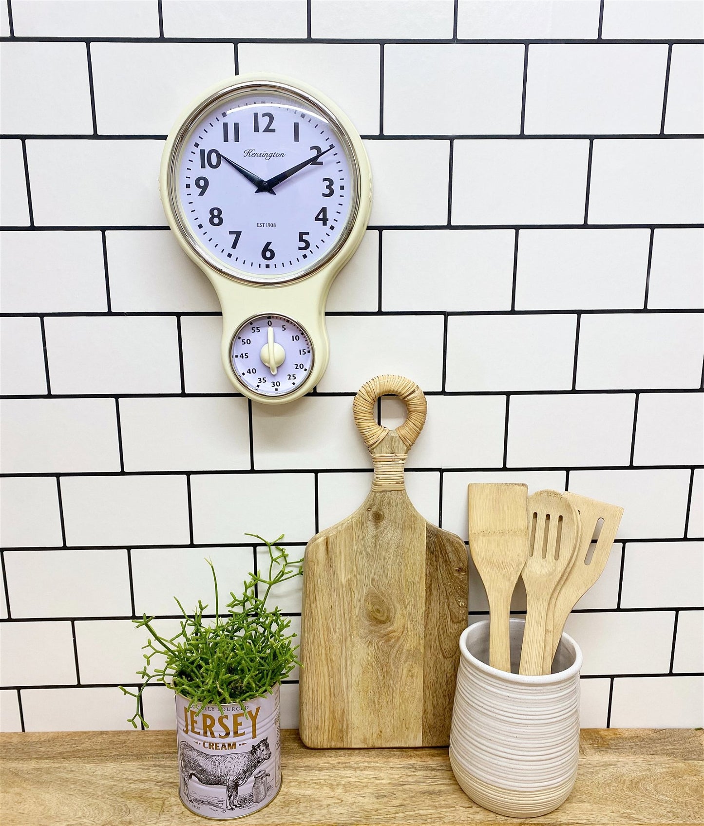 Cream Kensington Wall Clock With Timer