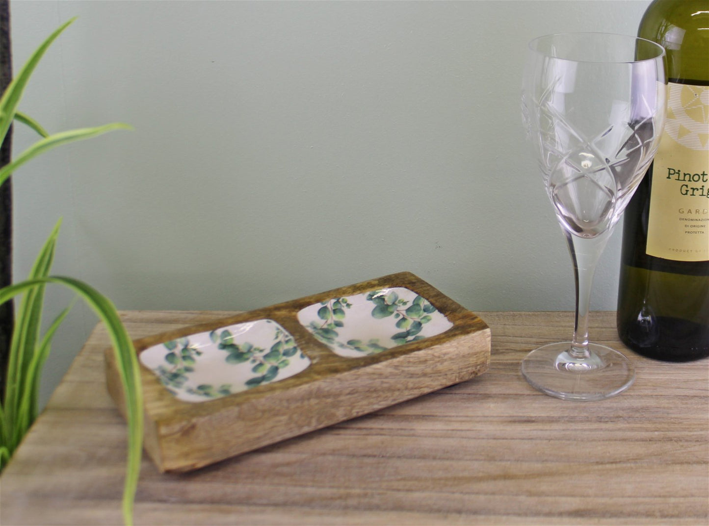 Wood & Enamel 2 Portion Snack Serving Tray