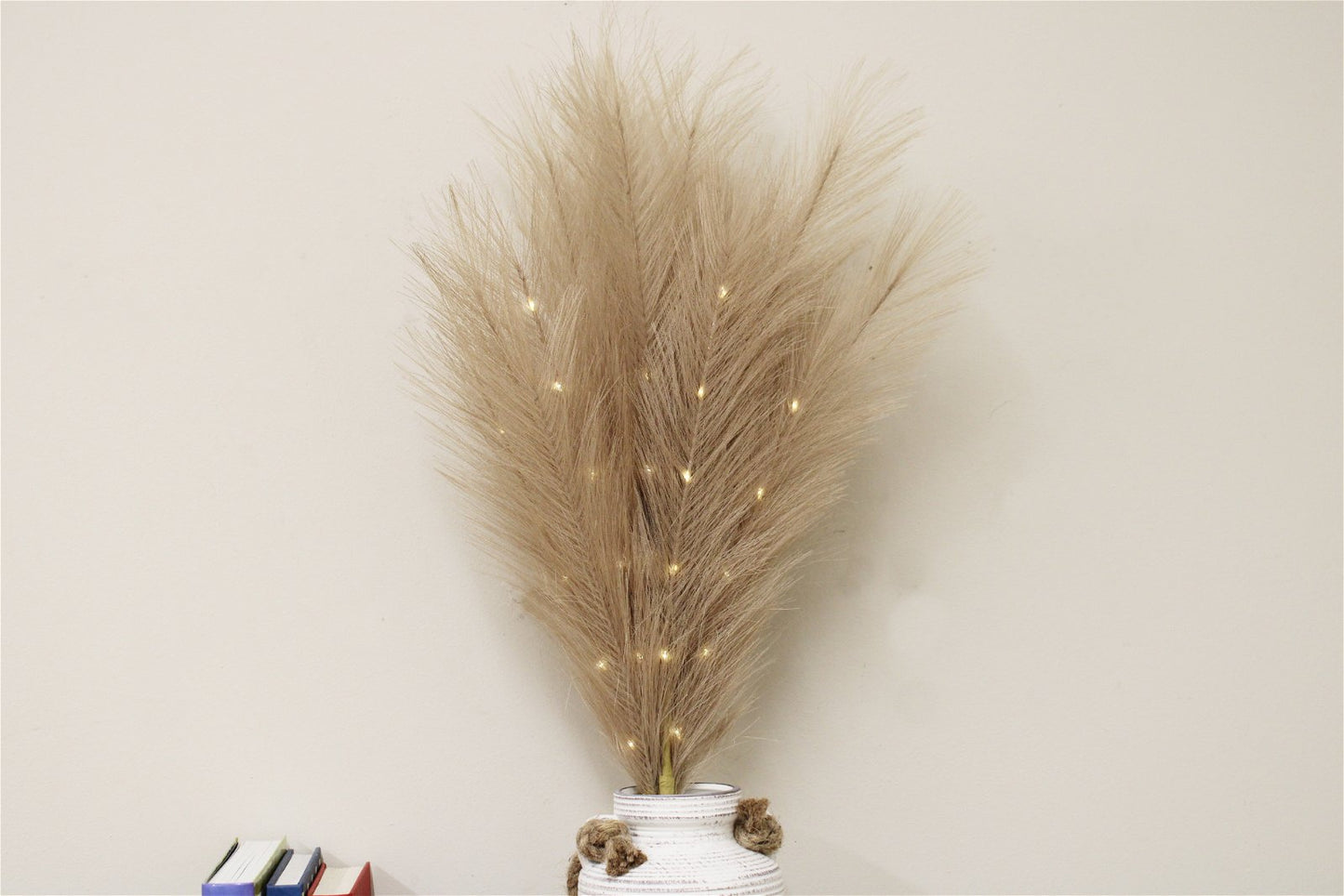 Set of Five Brown Led Pampas Grass Stems