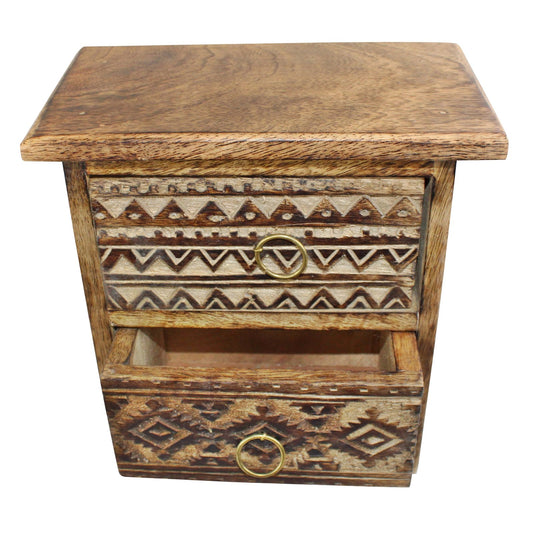 Kasbah 2 Drawer Cabinet Style Trinket Unit 21x20cm