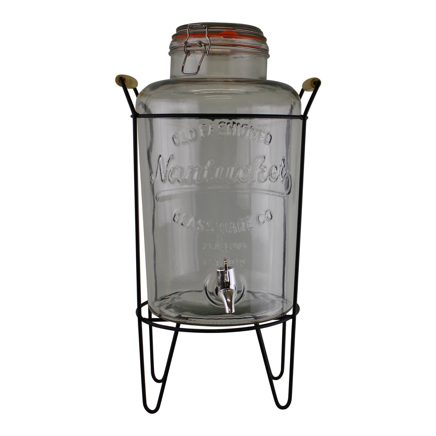 Vintage Style Glass Juice Dispenser on Metal Stand