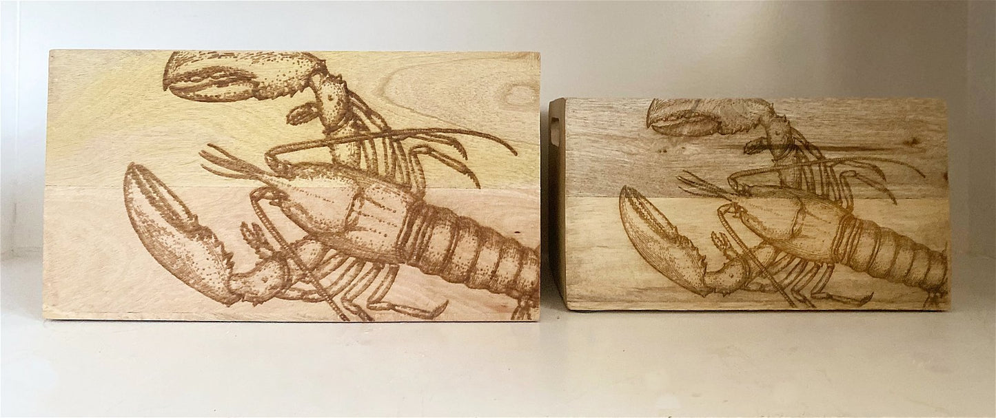 Set Of Two Engraved Lobster Crates