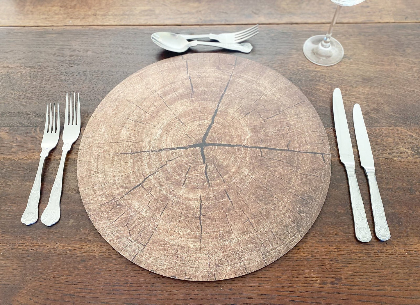 Set of 4 Circular Bark Design Place Mats