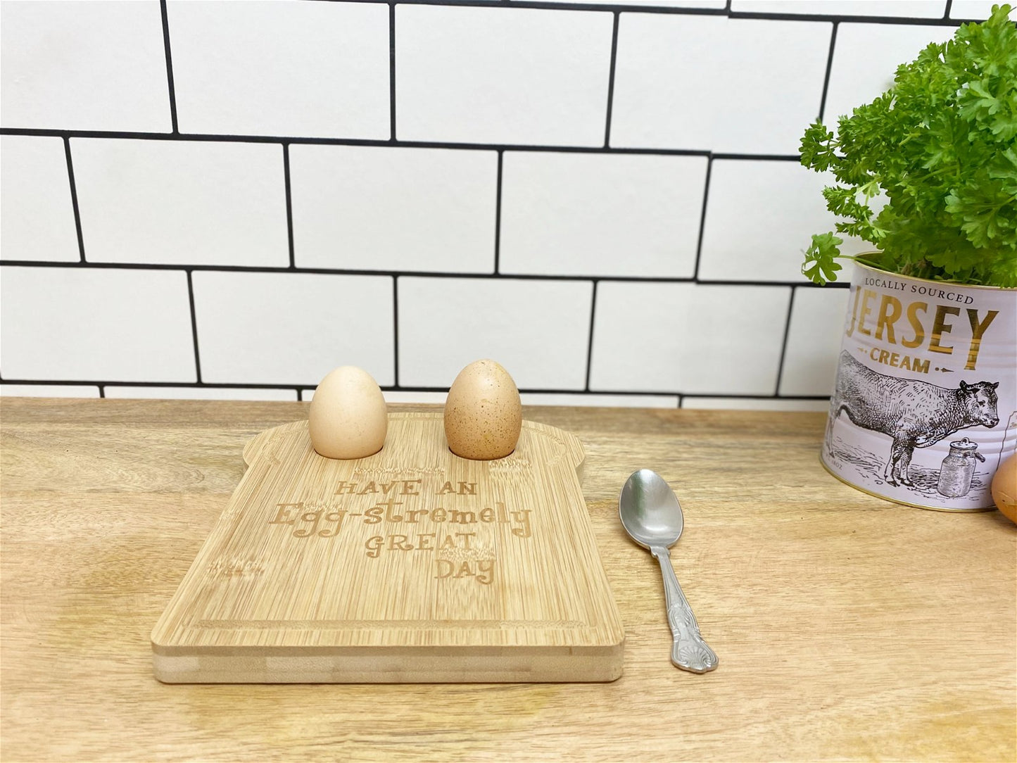 Wooden Toast Shape Egg Holder 23cm