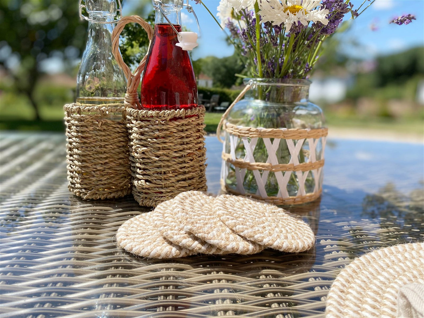 Set of Four Stripey Woven Coasters