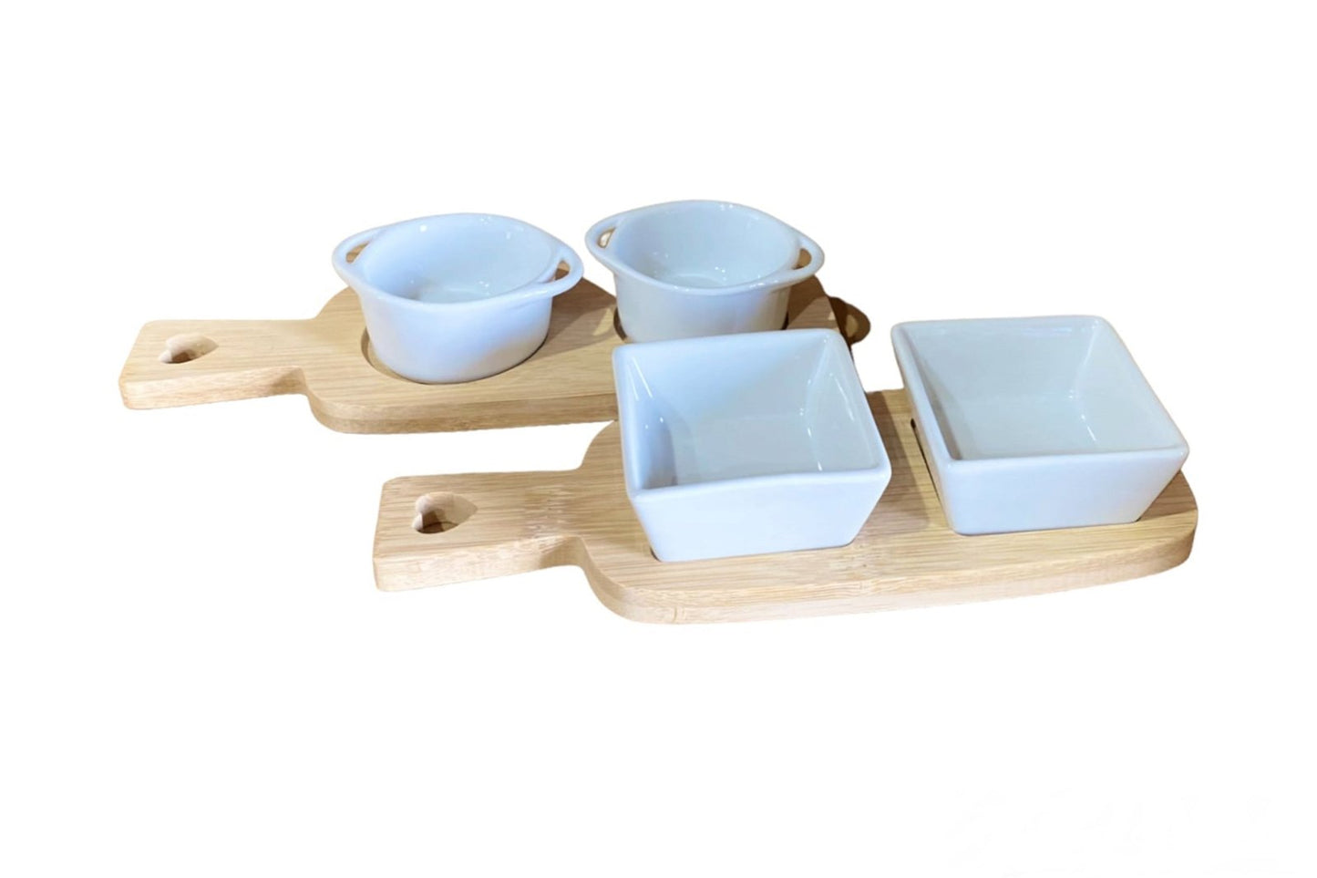 Dip Dishes On Bamboo Tray