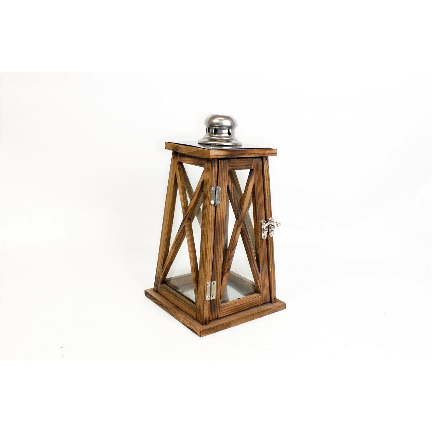 Tapered Dark Wooden Lantern 28cm