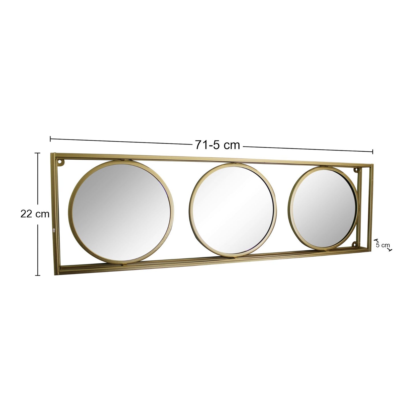 Golden Metal Framed Triple Mirror