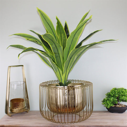 Large Gold Metal Wire Planter or Bowl