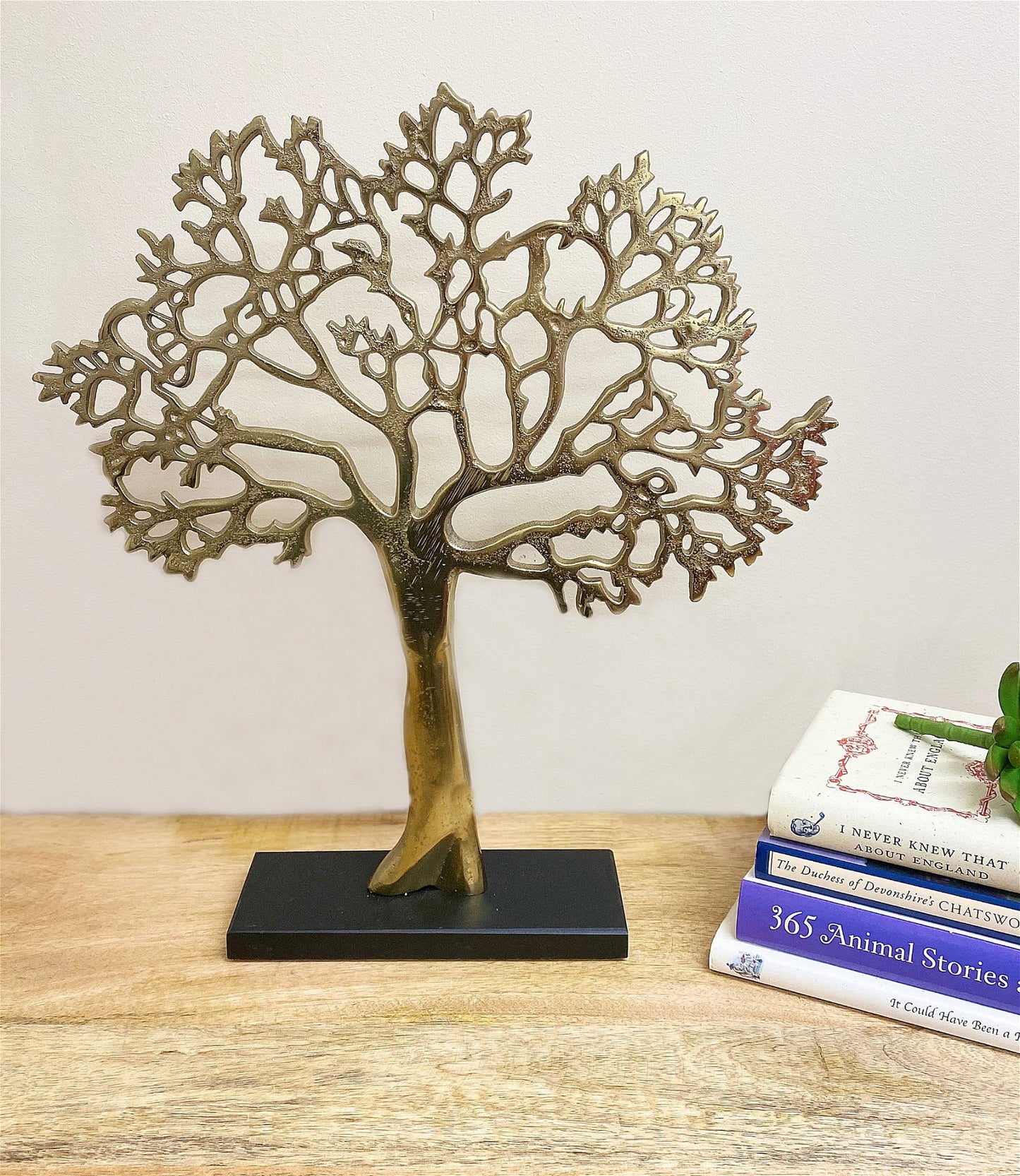 Large Antique Gold Tree On Black Base