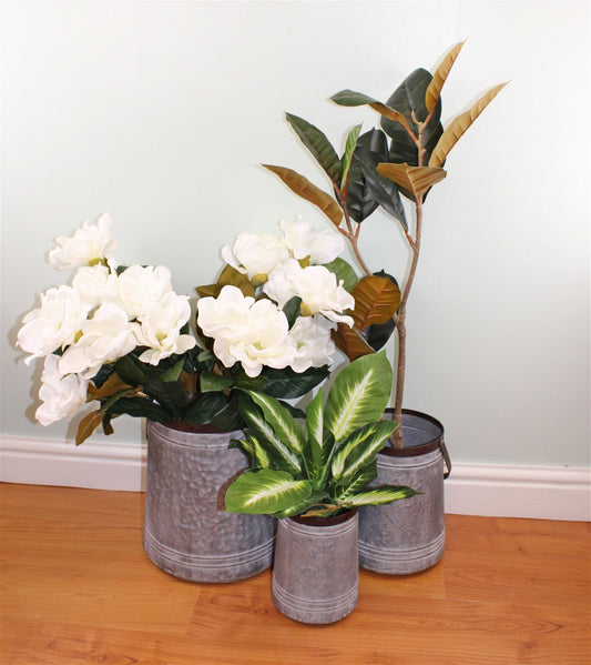 Set of 3 Bucket Style Metal Planters