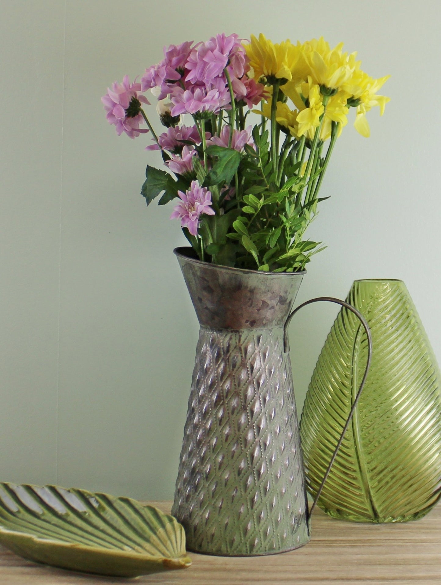 Zinc Jug Planter In Green