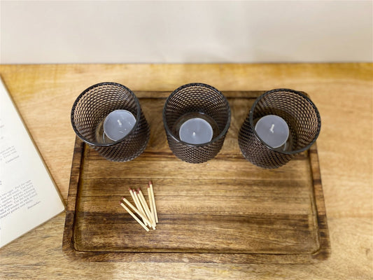 Set Of Three Synergy Tea Light Holders