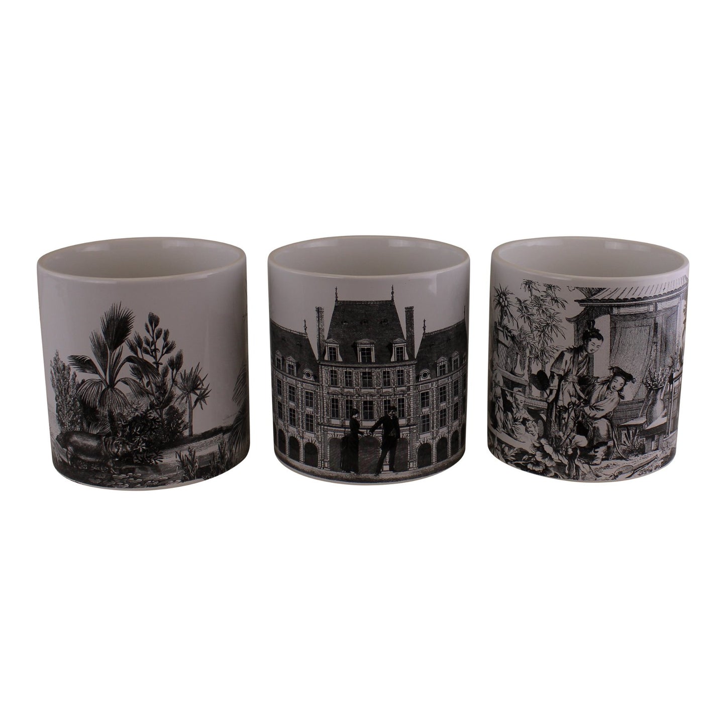 Set of 3 Monochrome Ceramic Small Planters