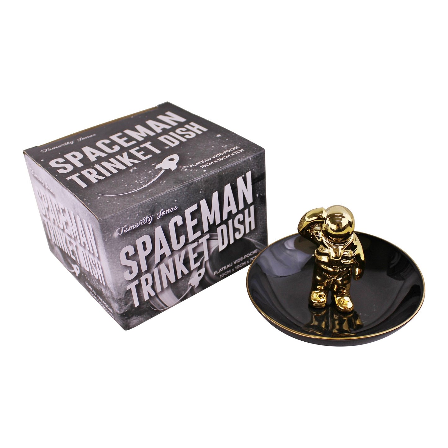 Black & Gold Ceramic Spaceman Trinket Dish