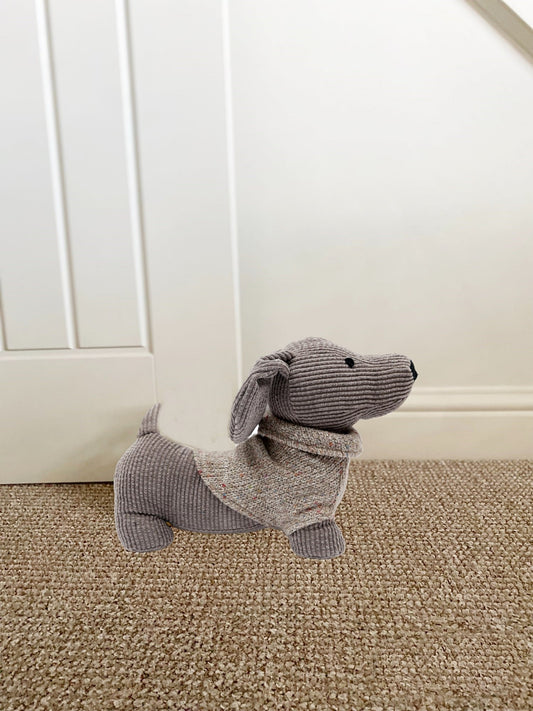 Grey Dog with Jumper Doorstop