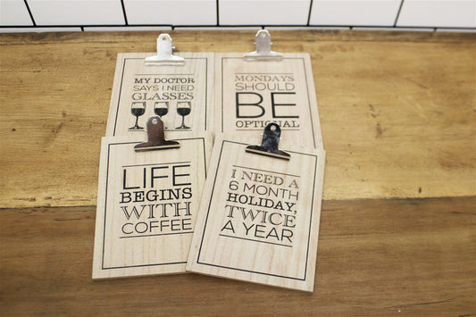 Set of Four Slogan Clipboards