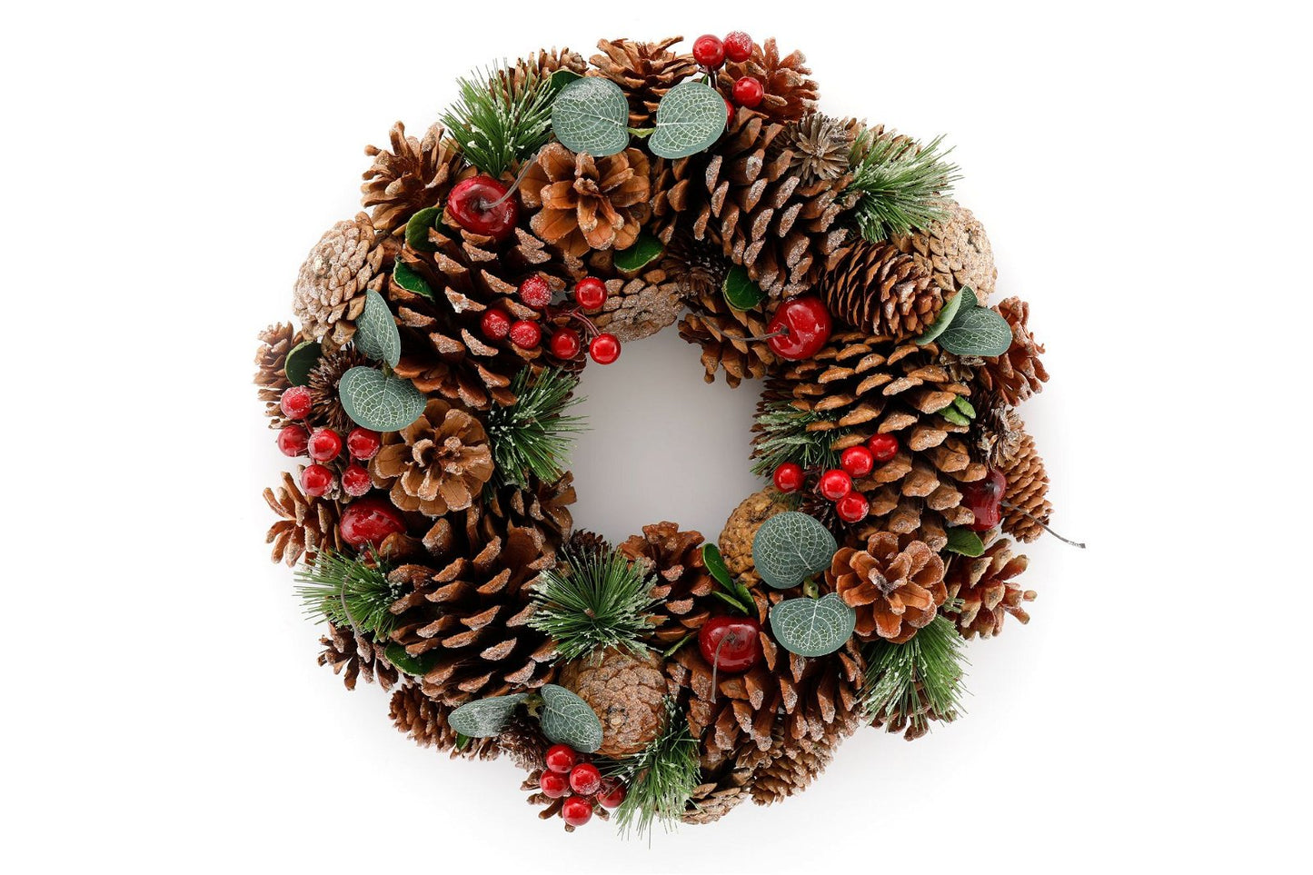 Fir Cone & Red Berry Botanical Dried Cone Wreath