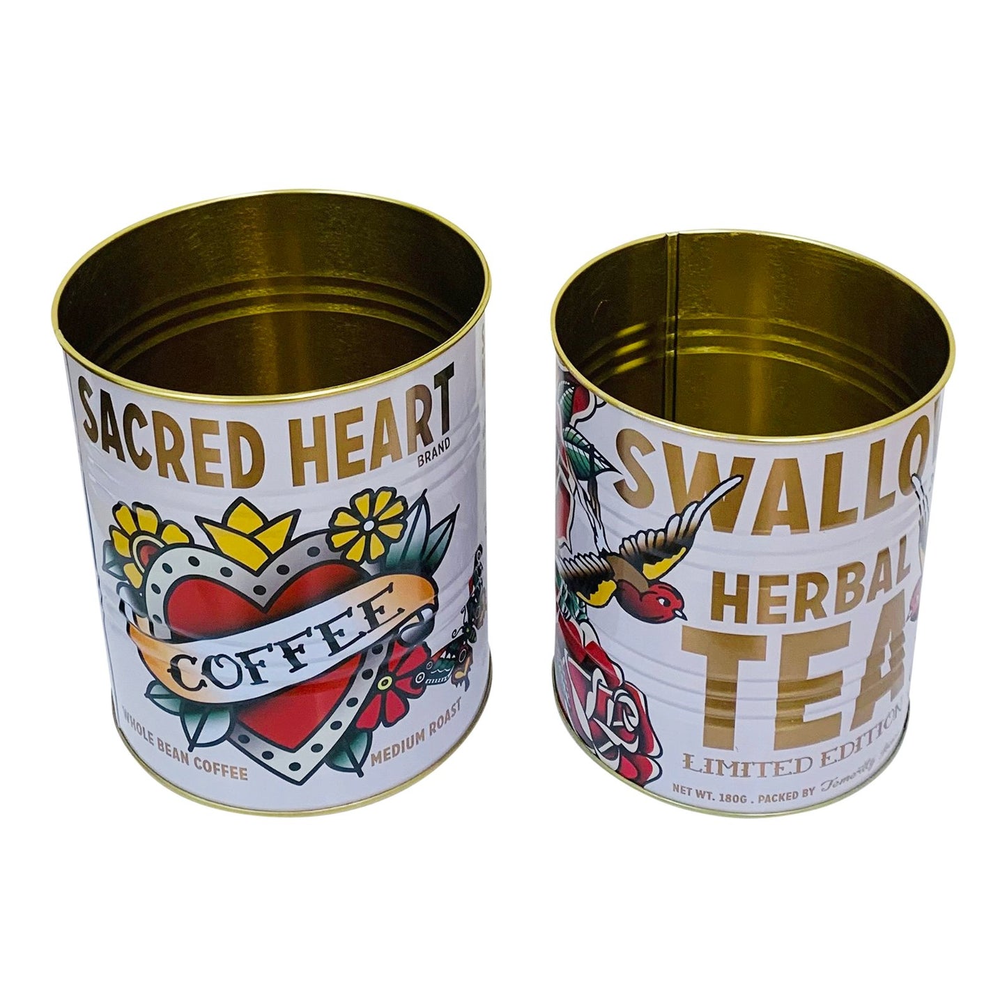 Set of 2 Tattoo Designed Storage Tins