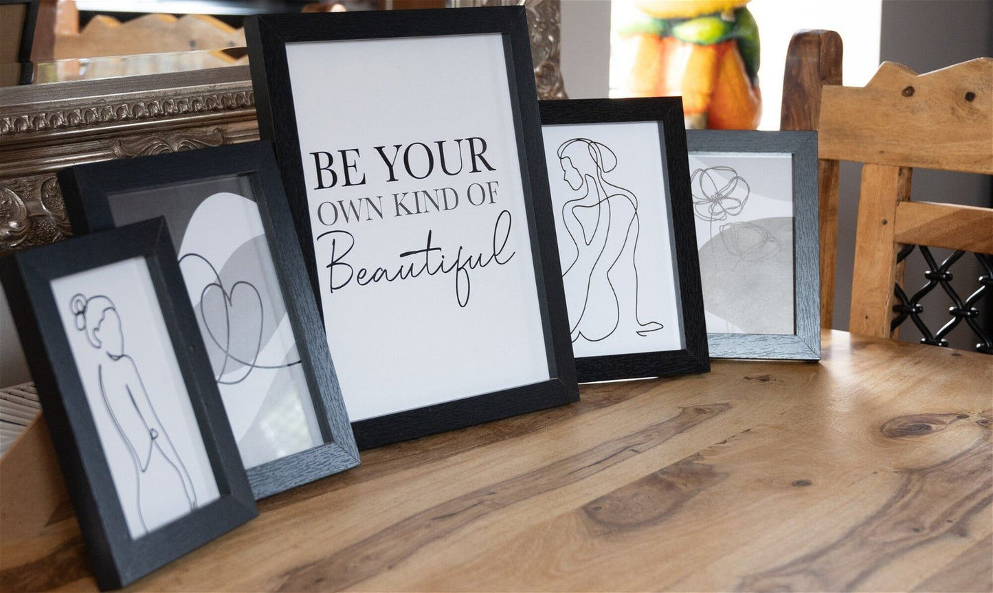 Set of 5 Silhouette Women Gallery Wall Art Prints