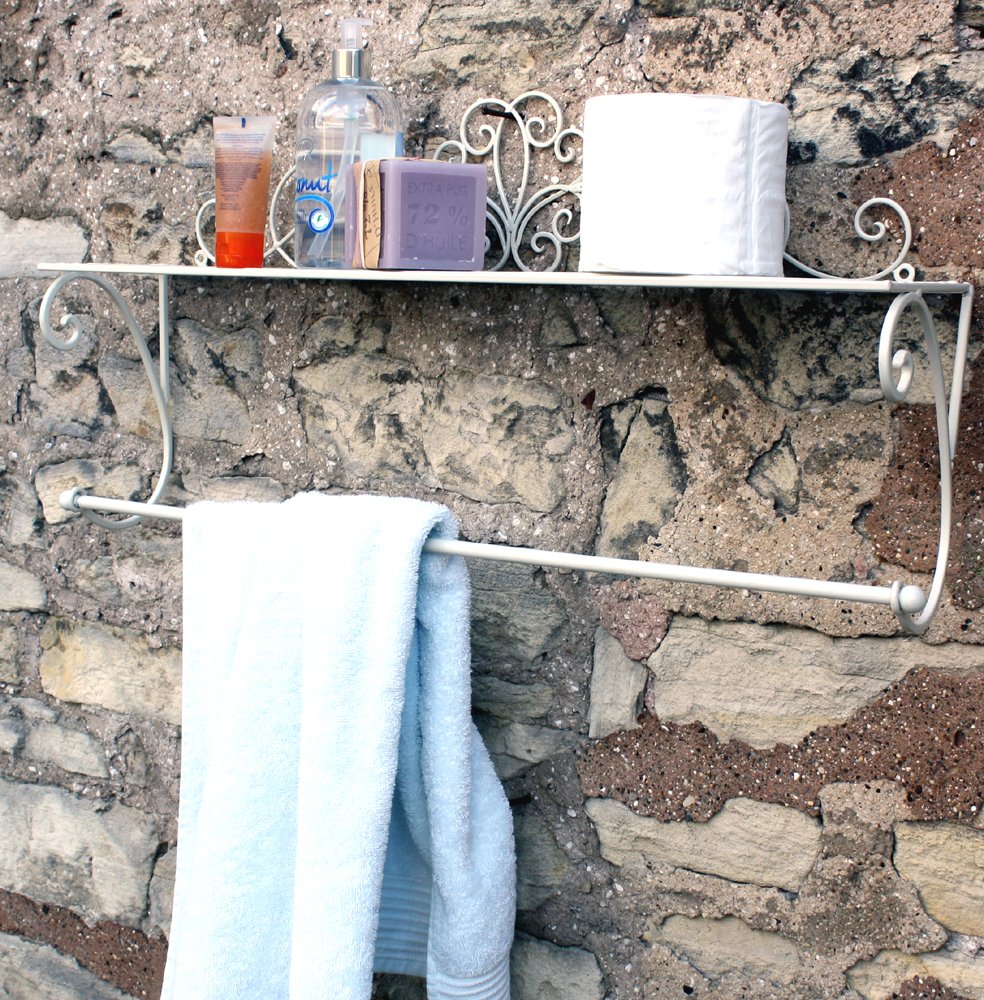 Cream Scroll Towel Rail And Shelf