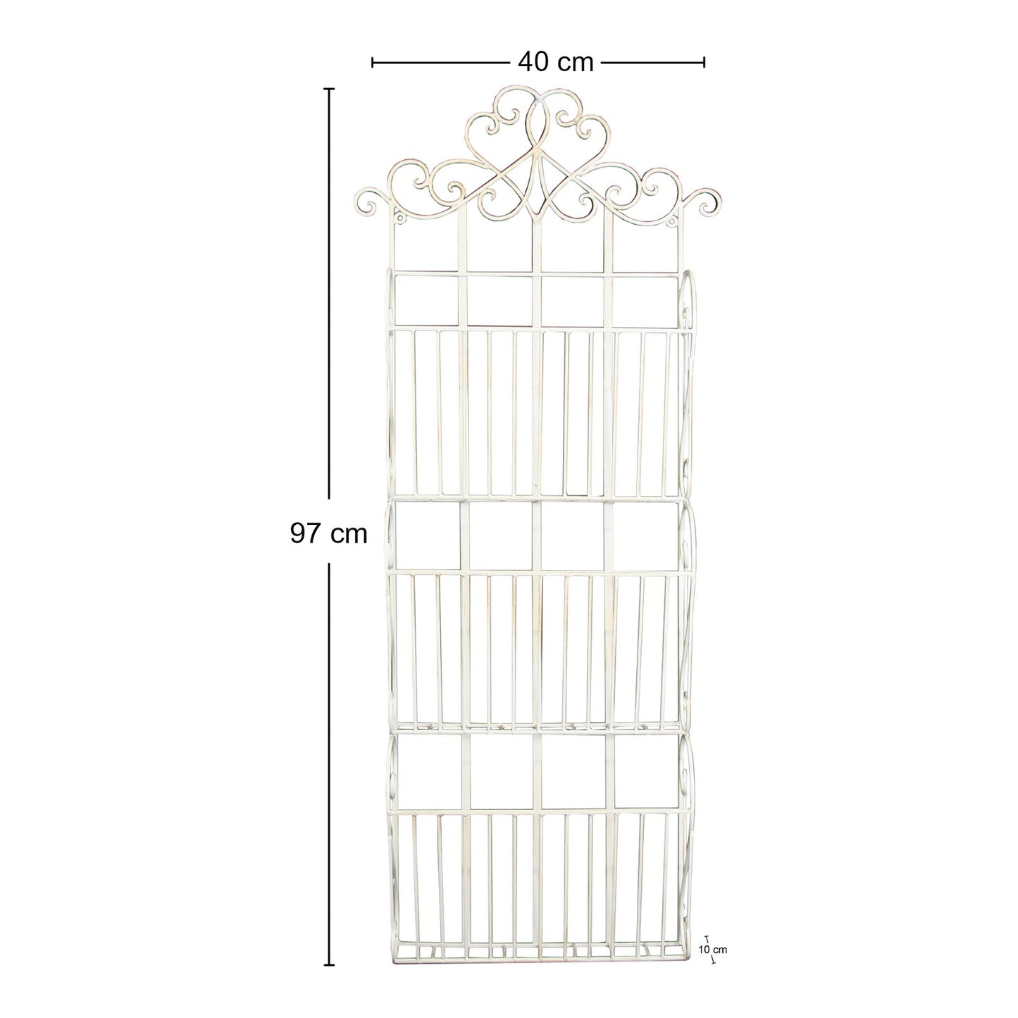 Cream Scroll Wall Hanging 3 Section Magazine Rack